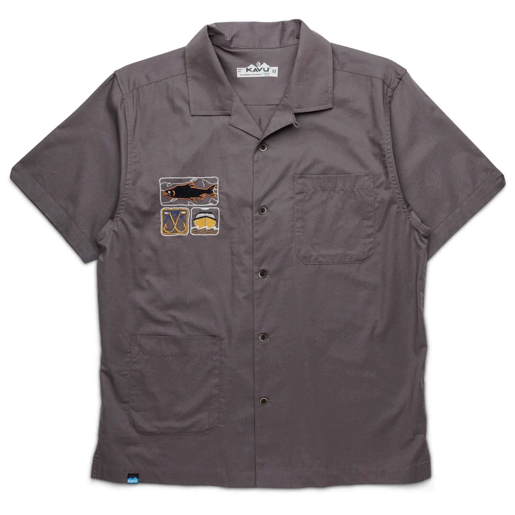 KAVU Bay Beach Short Sleeve Shirt (Dark Grey)